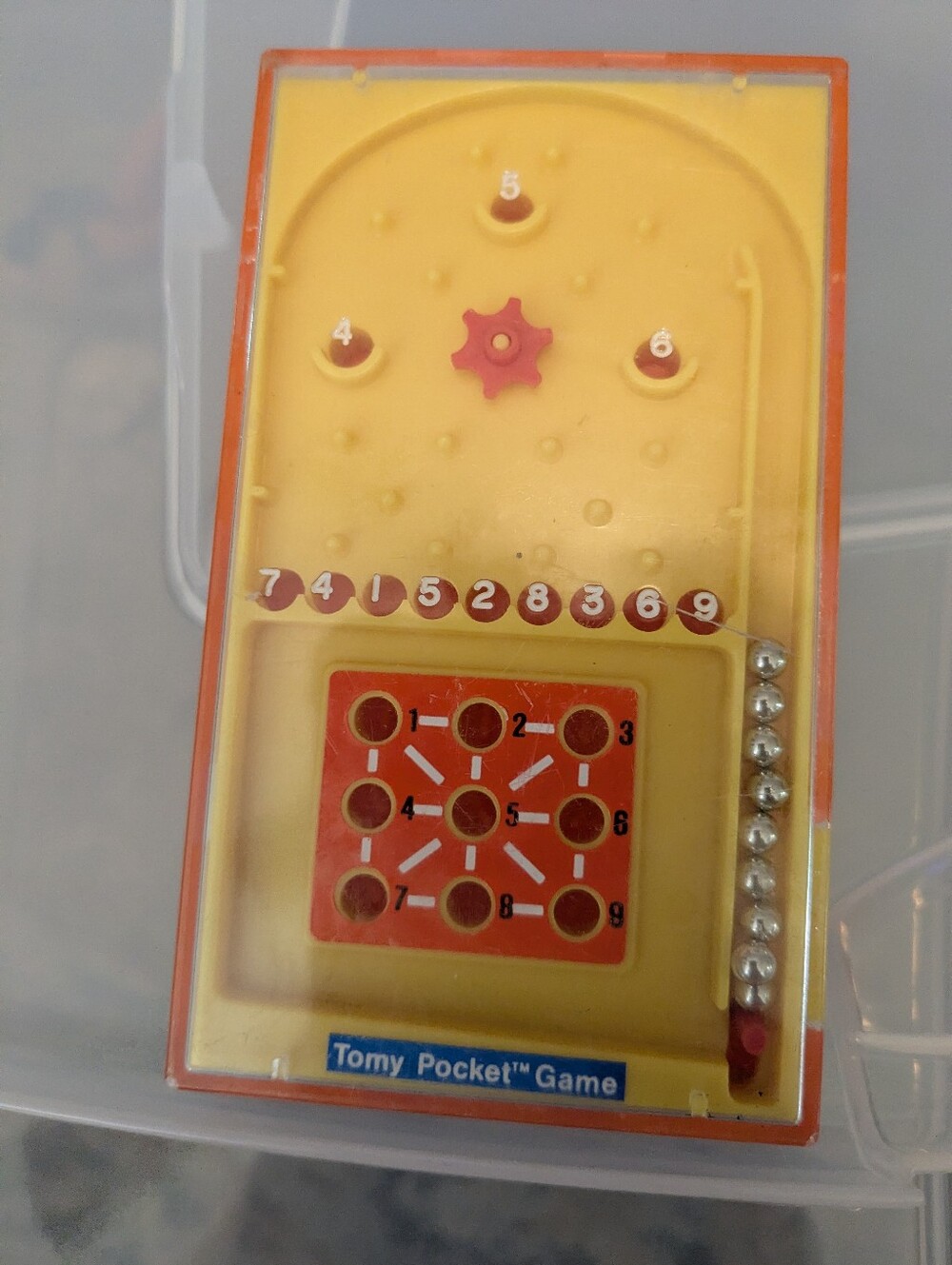 Vintage Tomy Pocket Game - Yellow and Orange Retro Handheld Game